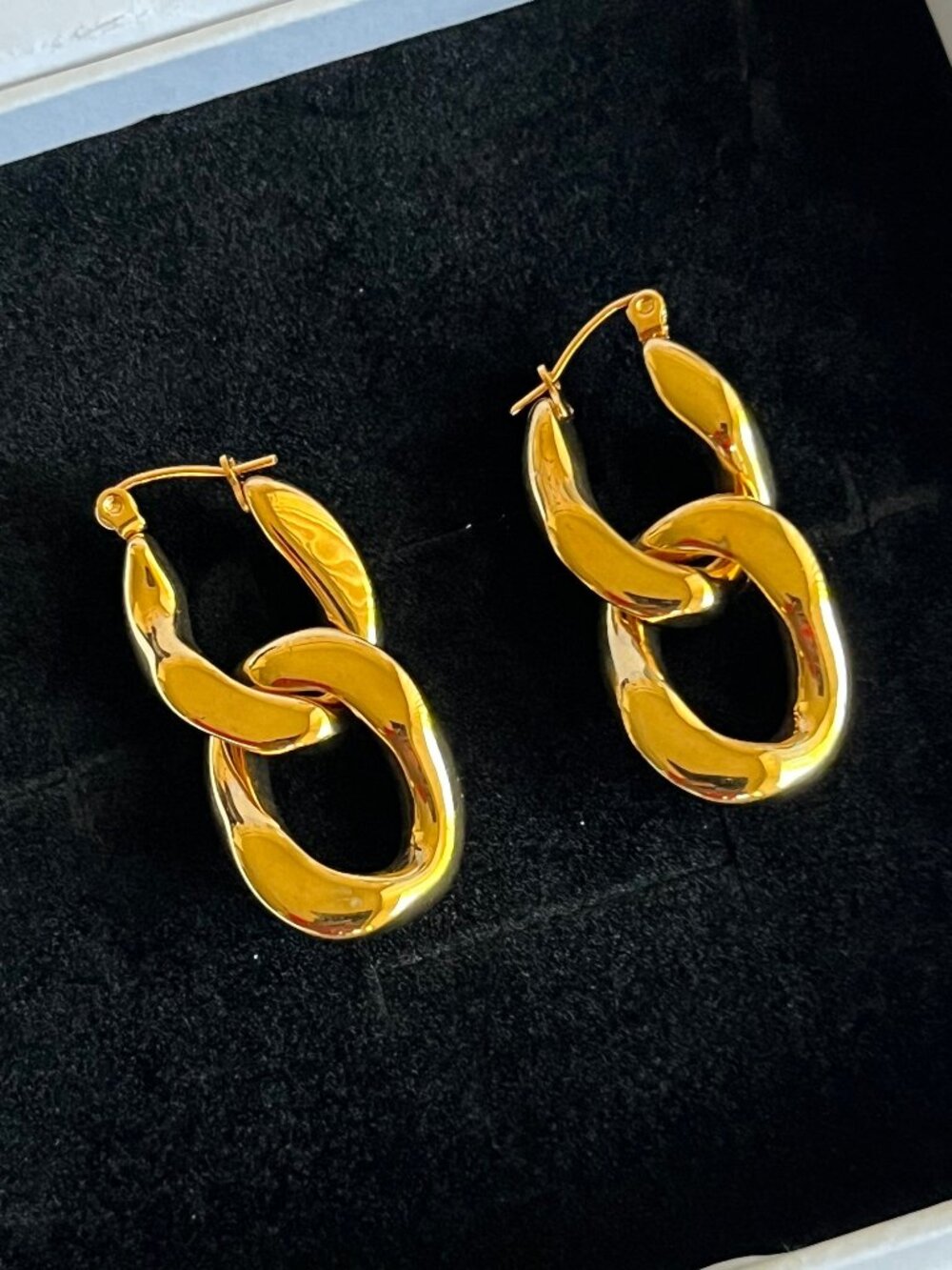 Gold Plated Chunky Chain Link Earrings